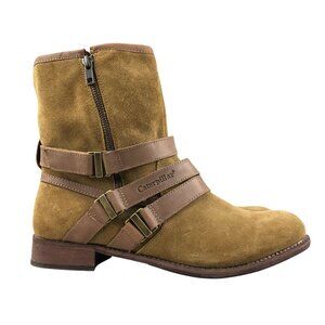 Caterpillar Women's Size 10 Brown Leather Buckle Detail Side Zip Harness Boots